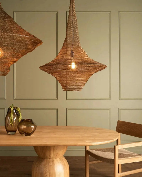 Elongated Crochet Wire Pendant Light