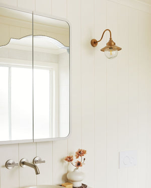 Exterior Antique Brass Gooseneck Wall Light - Lighting Collective