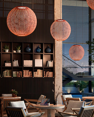 Exterior Mediterranean Woven Orb Pendant