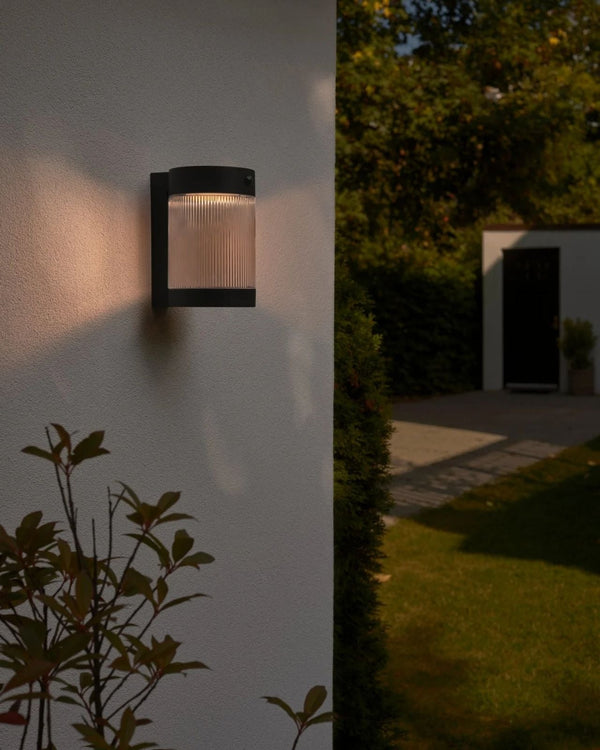 Exterior Ribbed Solar Wall Light