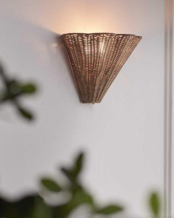 Fan-Shaped Rattan Wall Light