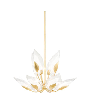 Floral Glass & Gold Chandelier - Lighting Collective