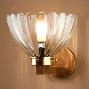 Flower Shaped Art Deco Wall Light with antique brass finish