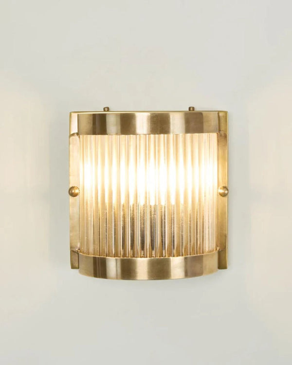 Fluted Glass Brass Wall Light