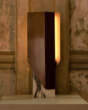 Fold Table Lamp | Aged Bronze | Viola Calacatta | Lighting Collective