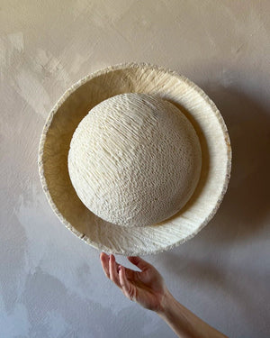A beige textured plaster wall with a fossil wall sconce