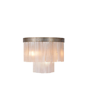Hand-Cut Selenite Wall Light plain white background