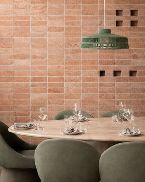 Handmade Clay Pendant Light | Plato | Pesto Styled Above a Dining Table