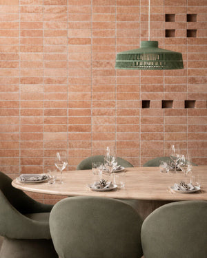 Handmade Clay Pendant Light | Plato | Pesto Styled Above a Dining Table