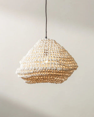 Handwoven Paper Form Cocoon Pendant | White