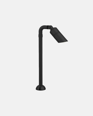 Small black curved pathlight on grey background