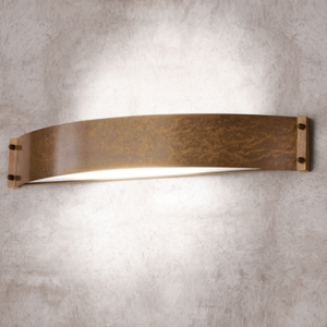 Aged Brass Curved Rectangular Wall Light