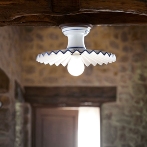 Pleated Plate White Glazed Ceramic Ceiling Light in a traditinoal house