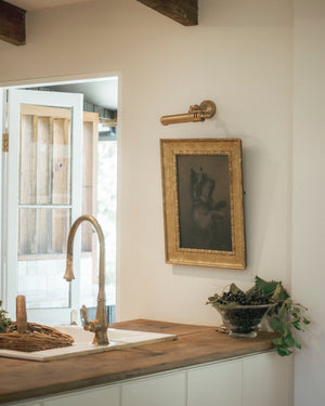River Grove Project | Industrial Brass Picture Light Styled in a Modern Farmhouse Kitchen