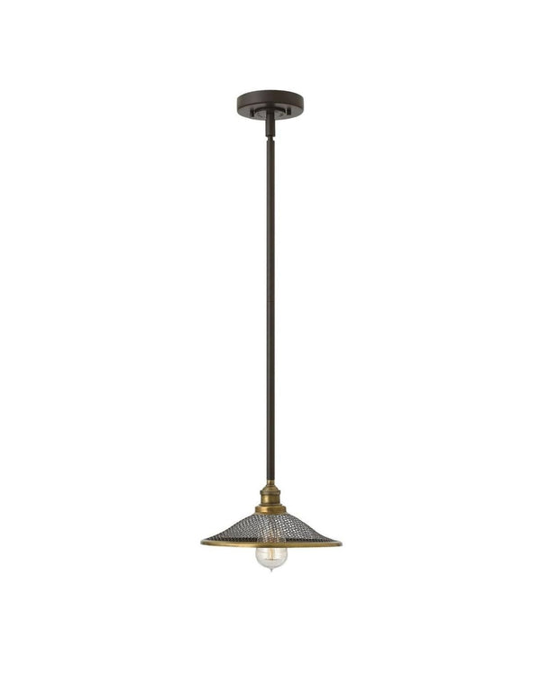Industrial Bronze and Mesh Pendant