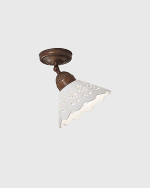 Italian Adjustable Brass and Ceramic Ceiling Light | Small