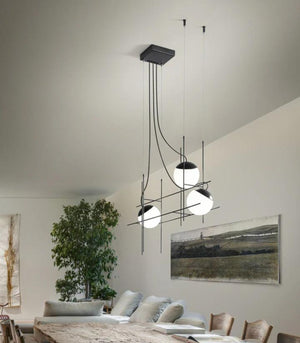 Italian Capped Sphere Linear Pendant | 3 Light | Lighting Collective