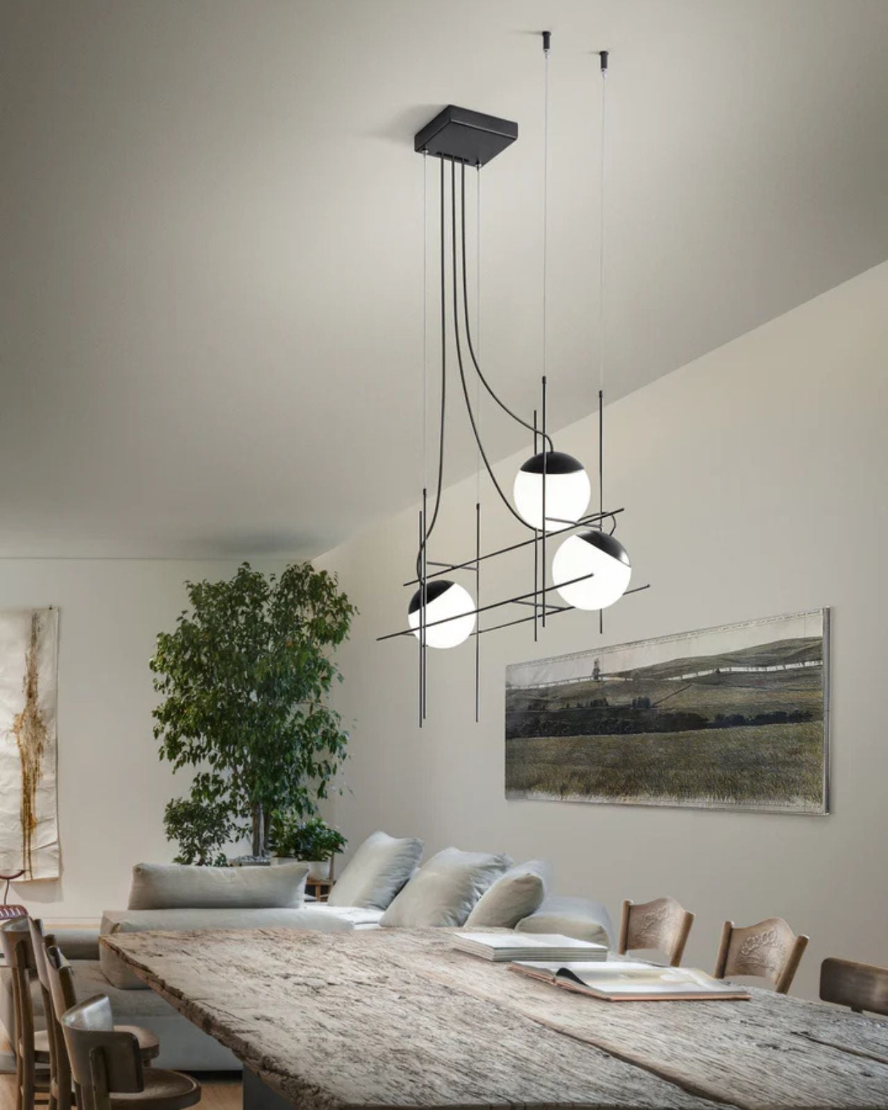 Italian Capped Sphere Linear Pendant | Lighting Collective