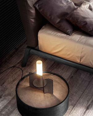Italian Made Mid-Century Brass Table Lamp in a wooden and warm living room