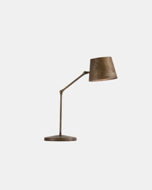 Pre-aged brass industrial adjustable table lamp