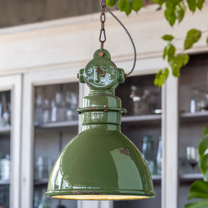 Italian Vintage Industrial Dome Pendant Light | Lighting Collective | sage