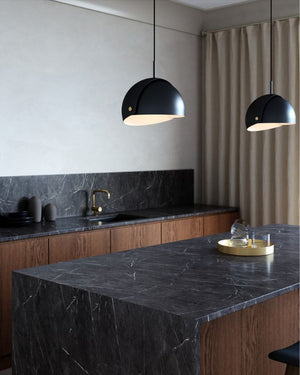 Adjustable Matte Metal Dome Pendant | Black