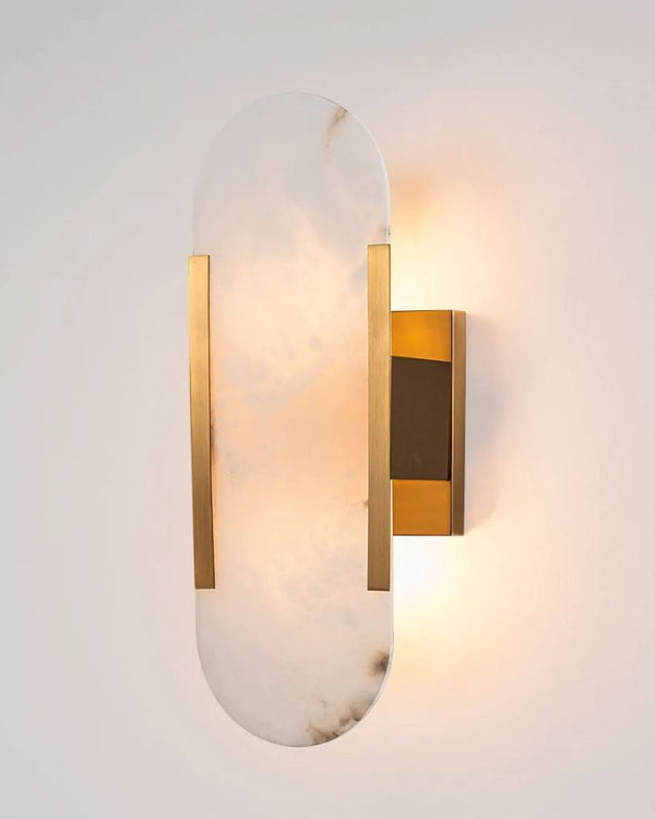 Brushed Gold Alabaster Oblong Wall Light