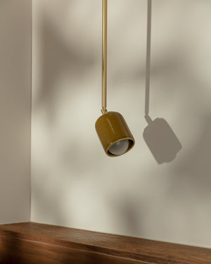 Ceramic Extended Rod Spot Light | Terra | Chartreuse | Brass | Lighting Collective