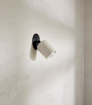 Ceramic Short Adjustable Wall Light | Vanilla Bean & Black | SALE | Lighting Collective