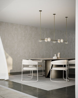 Coral 7lt Linear Rod Pendant | Brass | Frosted | Lighting Collective