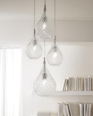 Decorative Italian Glass Pendant | Ribbed | Clear | Lighting Collective