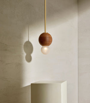 Handmade Timber Sphere Rod Pendant | Brass | Lighting Collective