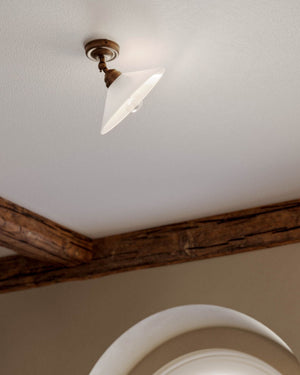 Italian Brass & Glass Ceiling Light In a country house