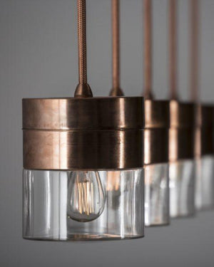 Italian Industrial Suspended Pendant | Patina Copper | Lighting Collective