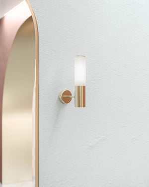 Italian Made Elegant Brass Wall Light near a mirror