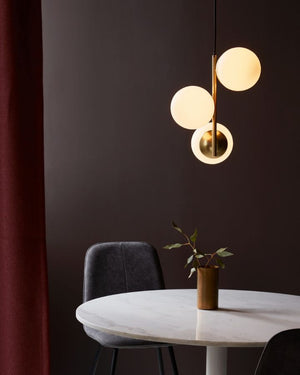 Mid-Century Modern Tri-Globe Hanging Pendant | Brass