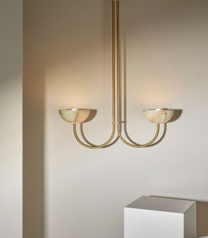 Onyx Stone Double Dome Pendant | Aurelia | Jade Onyx | Brass | Lighting Collective