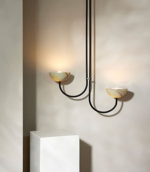 Onyx Stone Double Offset Pendant | Aurelia | Jade Onyx | Black | Lighting Collective