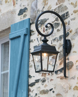 Traditional Ornamental Wall Lantern | Jet Black | Clear | Lighting 