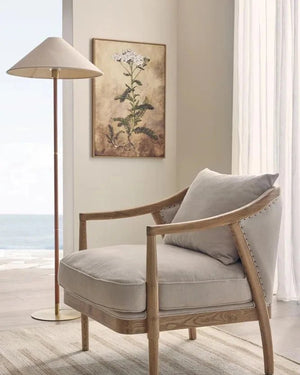 Leather & Brass Floor Lamp Lighting Collective Coastal style room