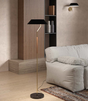 Balanced Black & Synthetic Rattan Floor Lamp