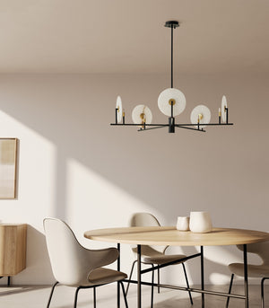 Matte Black Geometric Disc Chandelier