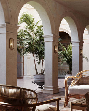 Traditional Bevelled Glass Wall Lights in large version displayed in a patio