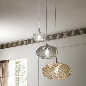 Italian Ribbed Glass Pendant Light | Assorted Configurations