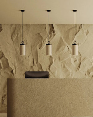 Contemporary Linen Cylindrical Pendant Light