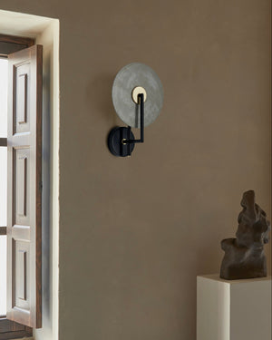 Matte Black Geometric Disc Wall Light