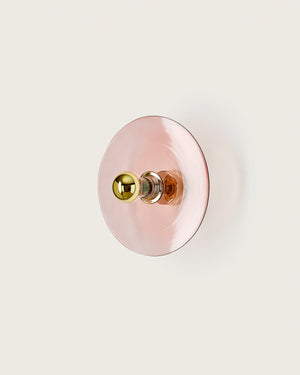 Minimalist Blown Glass Disc Wall Light Pink