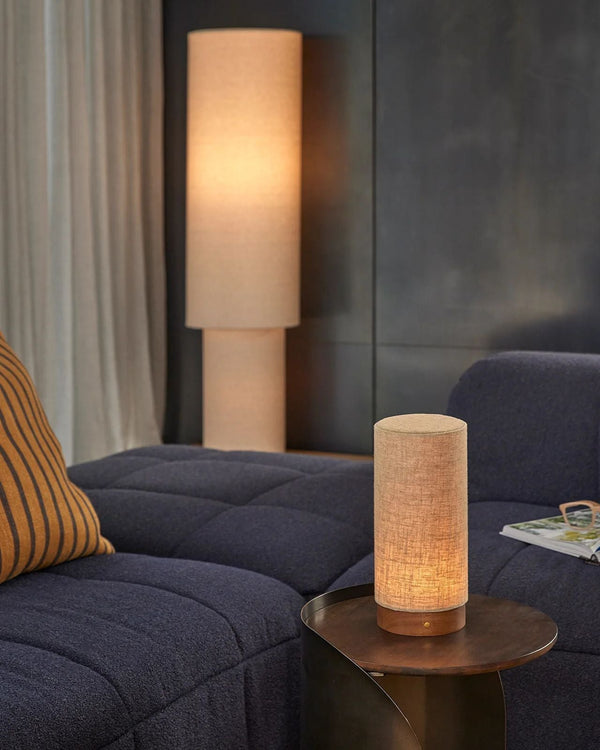Linen Drum Portable Table Lamp
