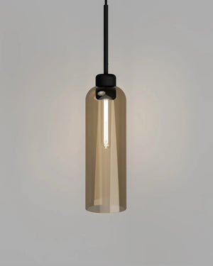 Long Cylindrical Pendant Black Amber