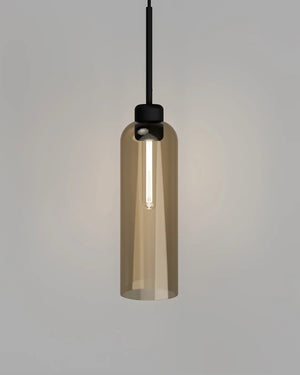 Long Cylindrical Pendant Black Amber